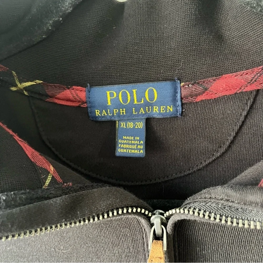 Mens Polo Ralph Lauren 1/4 Zip Black Size XL (18/20)
